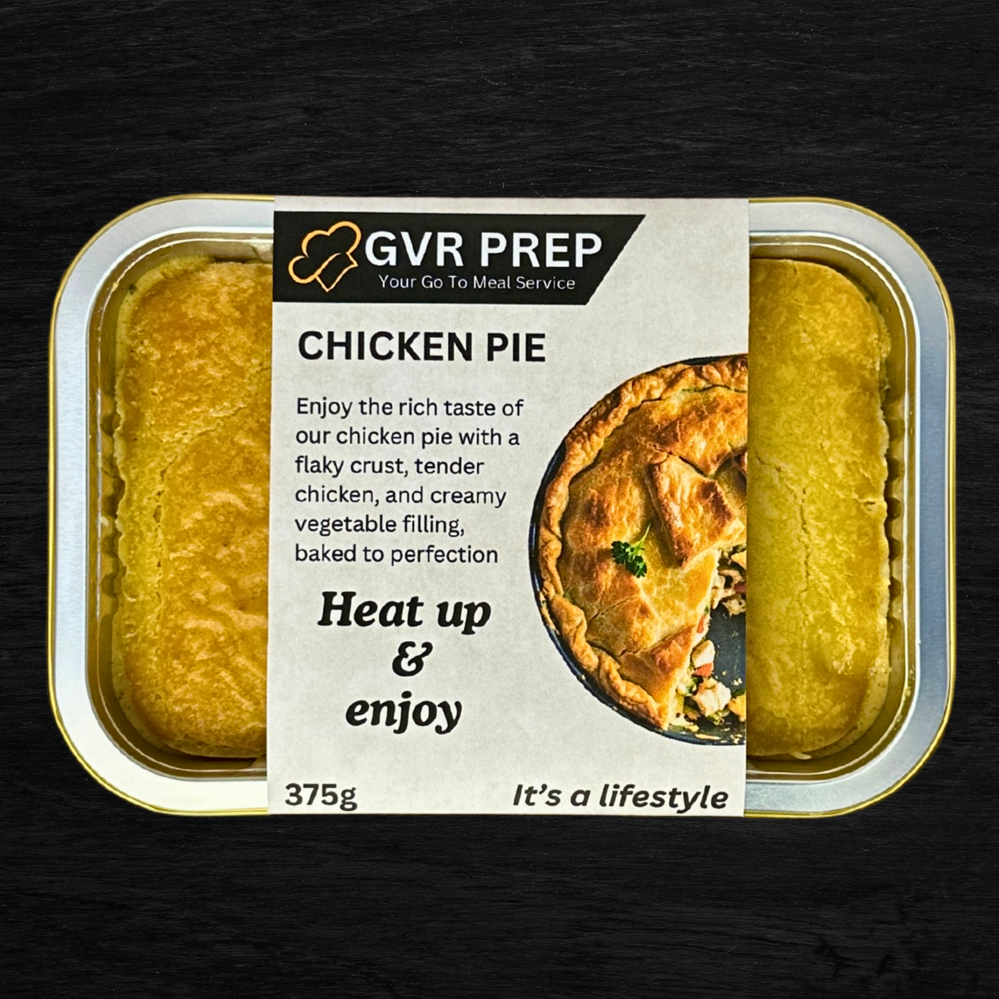 ready made, home cooked, chicken pie, cooked meals, home meals to cook, cook at home meals, chicken pie pie, pie pies chicken, GVR Prep, Packed