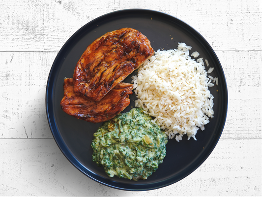 Chicken, rice & cream spinach