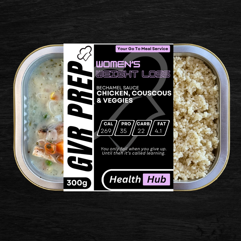 CHICKEN, COUSCOUS & VEGGIES WITH A BECHAMEL SAUCE (300G)