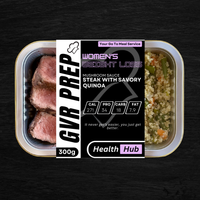 STEAK WITH SAVORY QUINOA AND MUSHROOM SAUCE (300G)