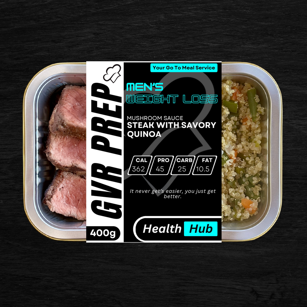 STEAK WITH SAVORY QUINOA AND MUSHROOM SAUCE (400G)