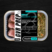 STEAK WITH SAVORY QUINOA AND MUSHROOM SAUCE (400G)