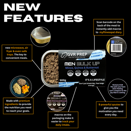 meal prep online, healthy food prep delivery, prepared meals near me, Ready made, frozen meals, GVR Prep, fitness meals, bulking meals, gym, meal prep, meal prep delivered, fitness meals delivered, fit meals, gym meals delivered, ready made meals, healthy ready made meals, pre prepared meals, meal prep meals, food prep meals, Bulking Meals, Bulking Meals Mince, Quinoa & Butternut