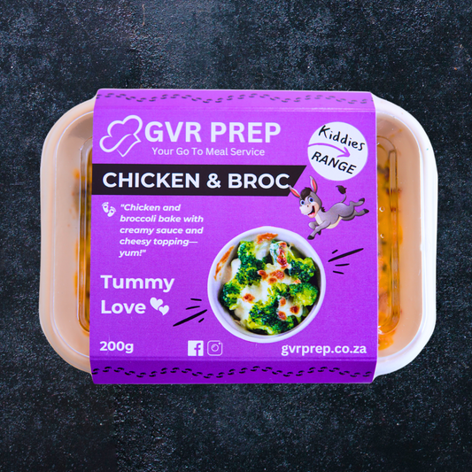 Chicken & broccoli, ready-made, deliver to your door, frozen meals, gvrprep, kiddies meals, kids, healthy food delivered to your door, frozen healthy meals delivered, meal prep to your door, meal prep delivered to your door, frozen meals delivered to your door, frozen diet meals delivered, frozen meals delivered to your home, microwave meals delivered to your home, prepared frozen meals delivered, pre made frozen meals delivered, GVR Prep, Packed Kiddies Meals, Children 