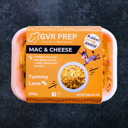 Kiddies Mac & Cheese, ready-made, deliver to your door, frozen meals, gvrprep, kiddies meals, kids, healthy food delivered to your door, frozen healthy meals delivered, meal prep to your door, meal prep delivered to your door, frozen meals delivered to your door, frozen diet meals delivered, frozen meals delivered to your home, microwave meals delivered to your home, prepared frozen meals delivered, pre made frozen meals delivered, GVR Prep, Packed, Kiddies Meals, Children 