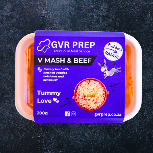 Veggie Mash & Beef, ready-made, deliver to your door, frozen meals, gvrprep, kiddies meals, kids, healthy food delivered to your door, frozen healthy meals delivered, meal prep to your door, meal prep delivered to your door, frozen meals delivered to your door, frozen diet meals delivered, frozen meals delivered to your home, microwave meals delivered to your home, prepared frozen meals delivered, pre made frozen meals delivered, GVR Prep, Packed 